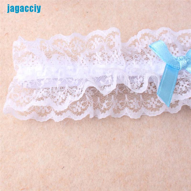 [jagacciy] Double Color Lace Ribbon Bowknot Wedding Bridal Hen Gift Garters Adjustable Sexy ggbo