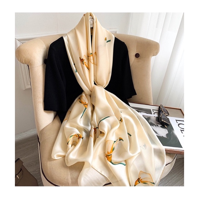 Khăn choàng lụa dài mã K32- Khăn lụa satin nữ thời trang dáng dài 90x180 quàng cổ làm áo