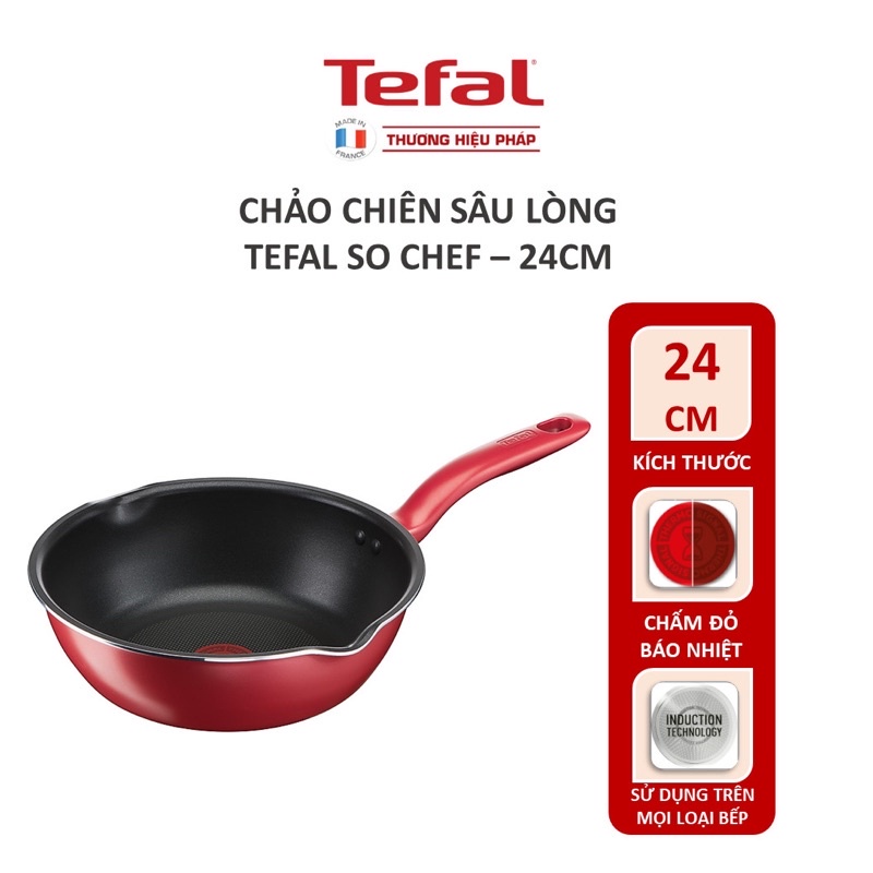 Chảo chống dính sâu lòng Tefal So Chef size 24cm nấu được mọi loại bếp