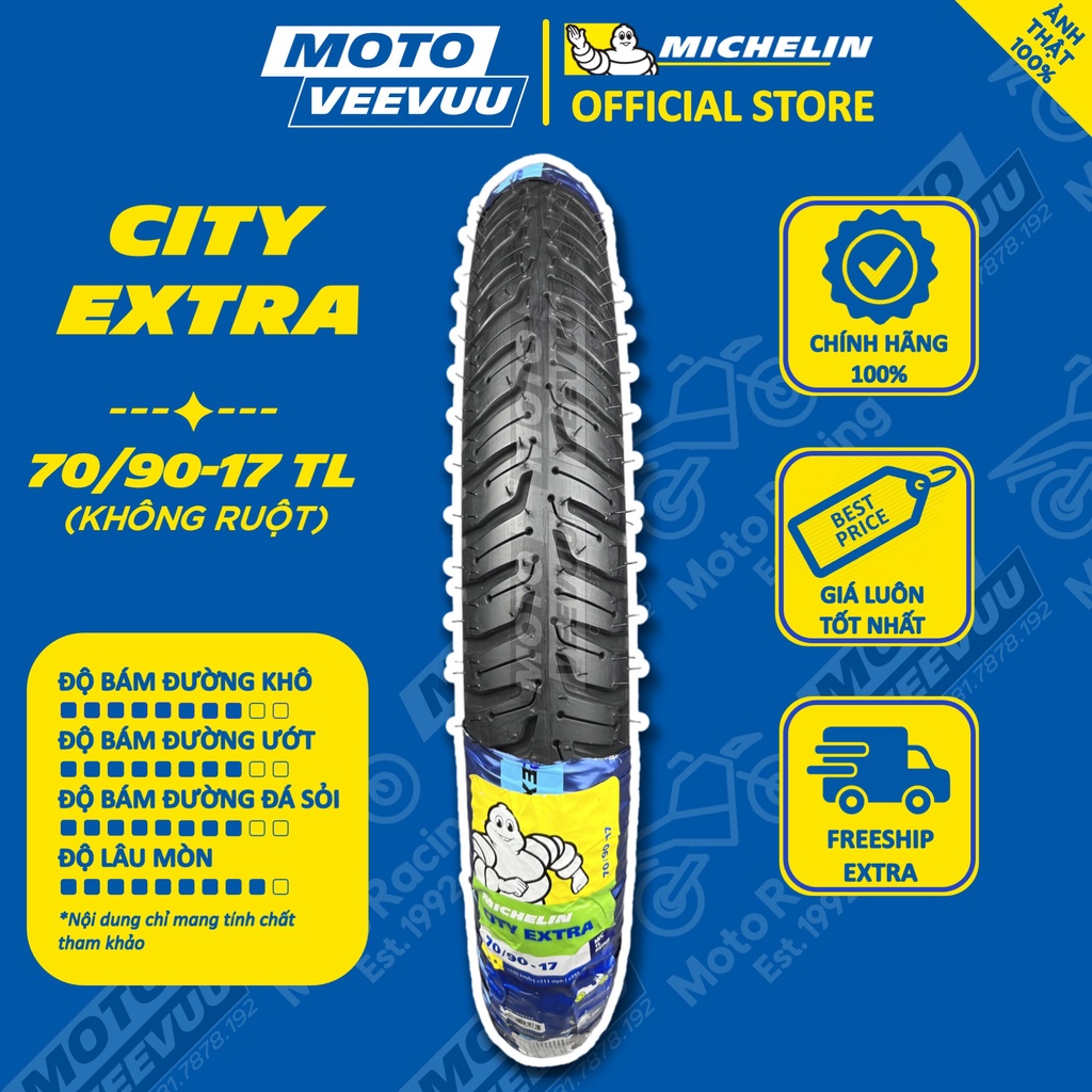 Vỏ lốp xe máy MICHELIN 70/90-17 TL City Extra
