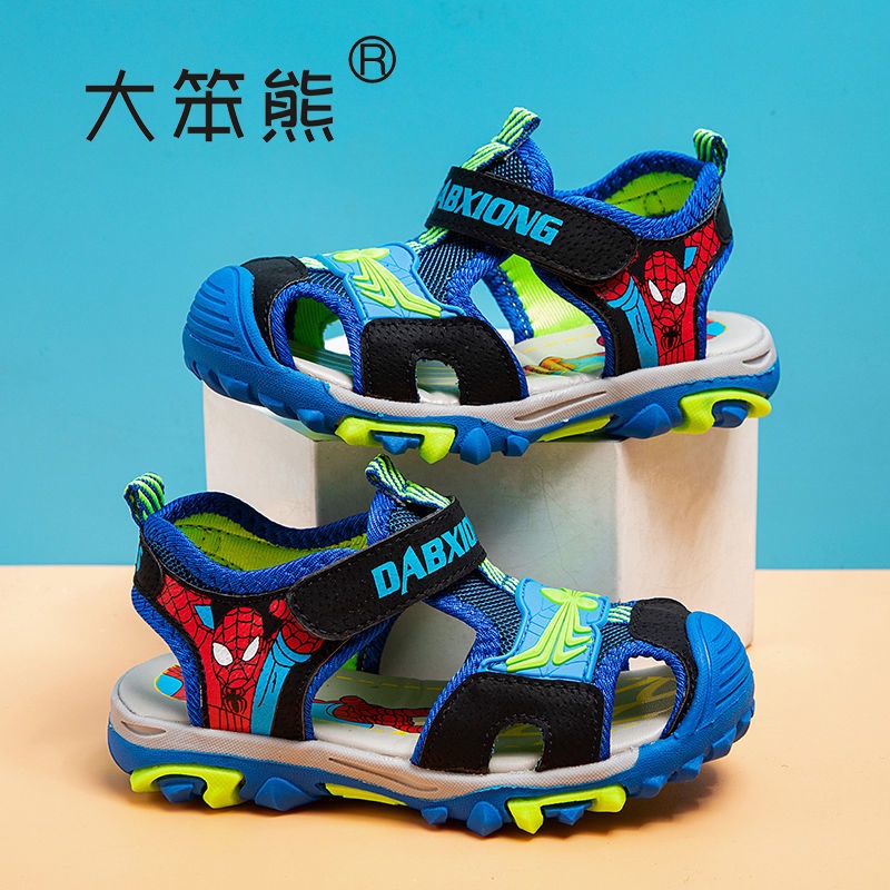 Giày Sandal Mùa Hè Đế Trơn Chống Trượt In Họa Tiết Hoạt Hình Người Nhện Cho Bé Trai
