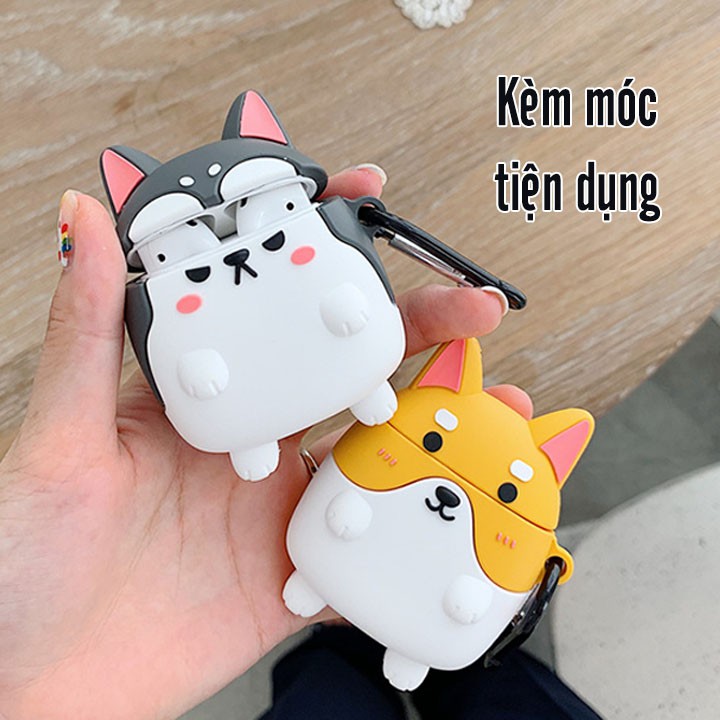 [Mã ELORDER5 giảm 10K đơn 20K] Vỏ silicon cho tai nghe Airpods mẫu Chú Chó Corgi