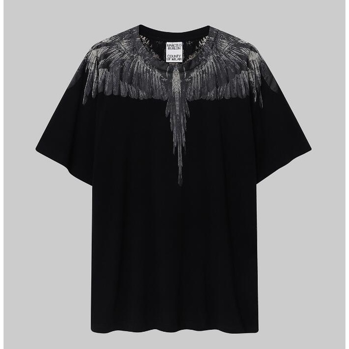 Áo Thun Đen Tay Ngắn In Hình Đôi Cánh Thời Trang Cho Nam