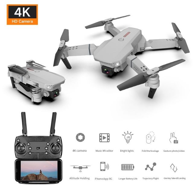 Máy bay điều khiển Flycam Drone E88, E58 nâng cấp có camera 4K HD Wifi FPV trực tiếp kèm túi