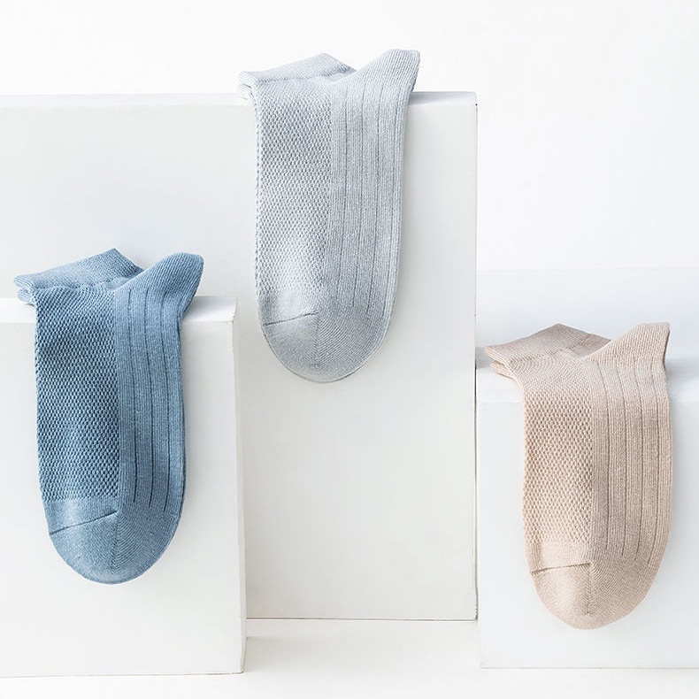 Vớ cotton Cổ Thấp Màu Trơn Thoáng Khí Thời Trang Cho Nam