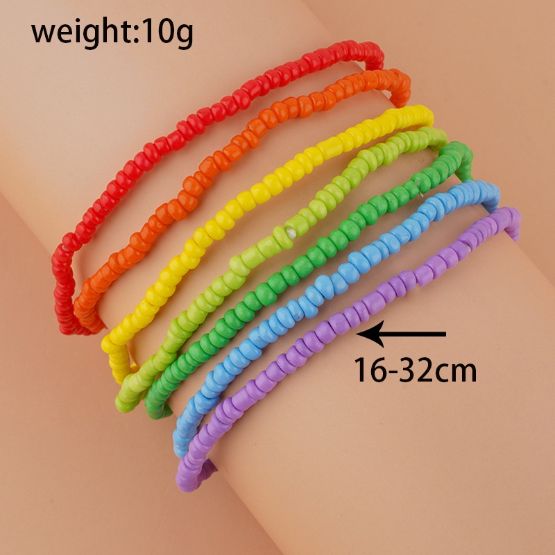 Set 7 vòng đeo tay RINHOO FRIENDSHIP màu cầu vồng đơn giản thời trang cho nữ