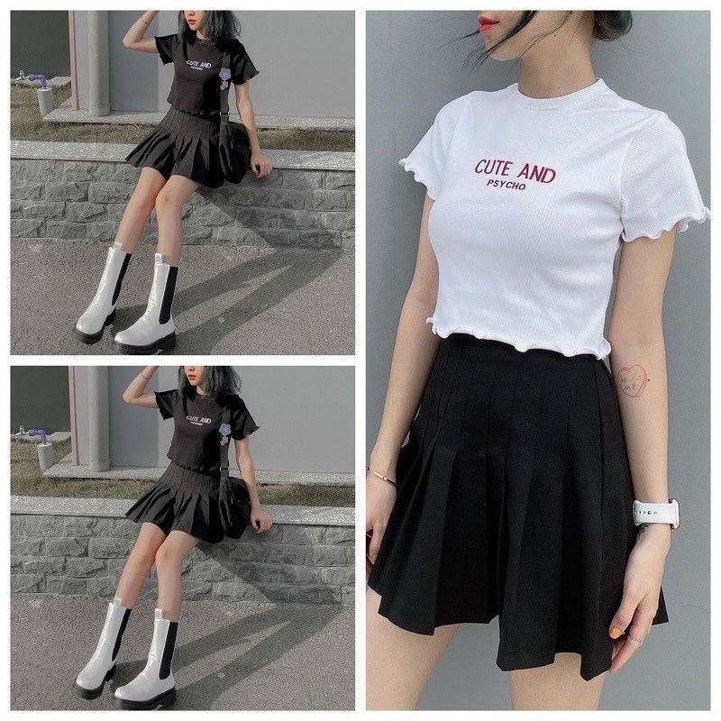 ÁO CUỐN BIÊN THÊU CHỮ CUTE AND THUN RÍP