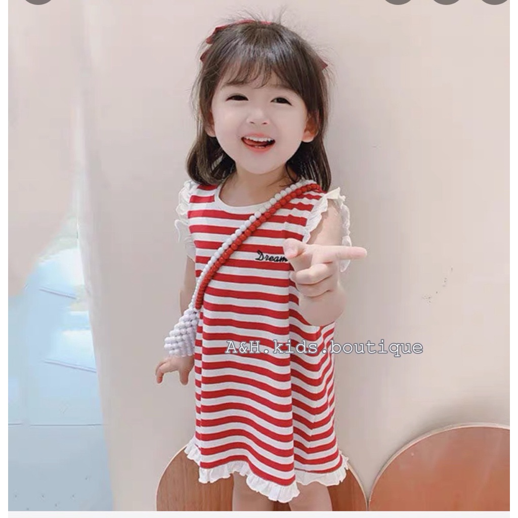 |FAMARAL1 giảm 10k cho đơn 50k|Váy kẻ phối bèo tay 2 màu
