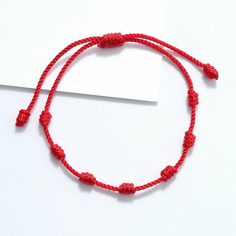 Bộ 2 Vòng Tay Dây Đỏ May Mắn 7 Nút Bảo Vệ Giá Rẻ Kabbalah