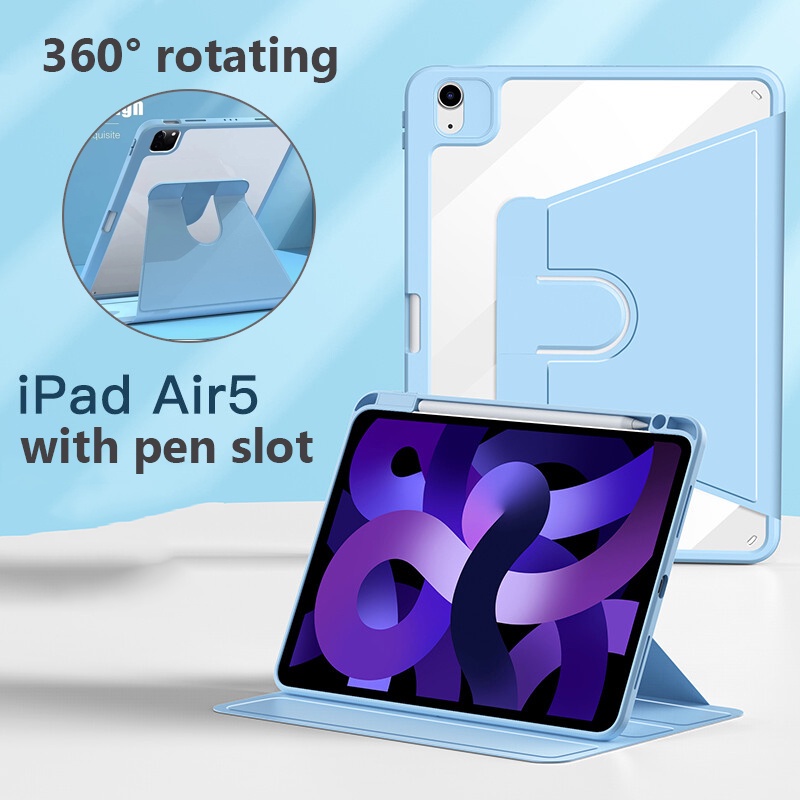 Ốp Máy Tính Bảng Bảo Vệ 360 Độ Cho iPad Air 5 2022 10.9 Air 4 10.2 9th 8th 7th Pro 11 Mini 6° Ốp Máy Tính Bảng TPU Trong Suốt Nắp Lật Kèm Ngăn Đựng Bút Nam Châm