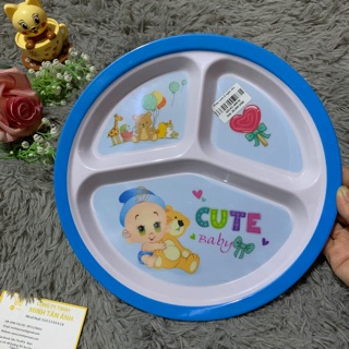 Khay cơm 3 ngăn hình tròn lớn cho bé