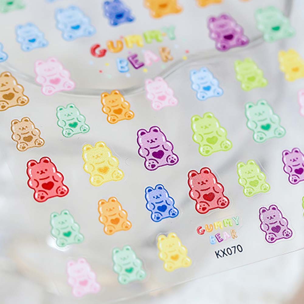 [Hàng mới về] Miếng Dán Móng Tay 5D Siêu Mỏng Hình Gấu Hoạt Hình Đáng Yêu Bắt Mắt