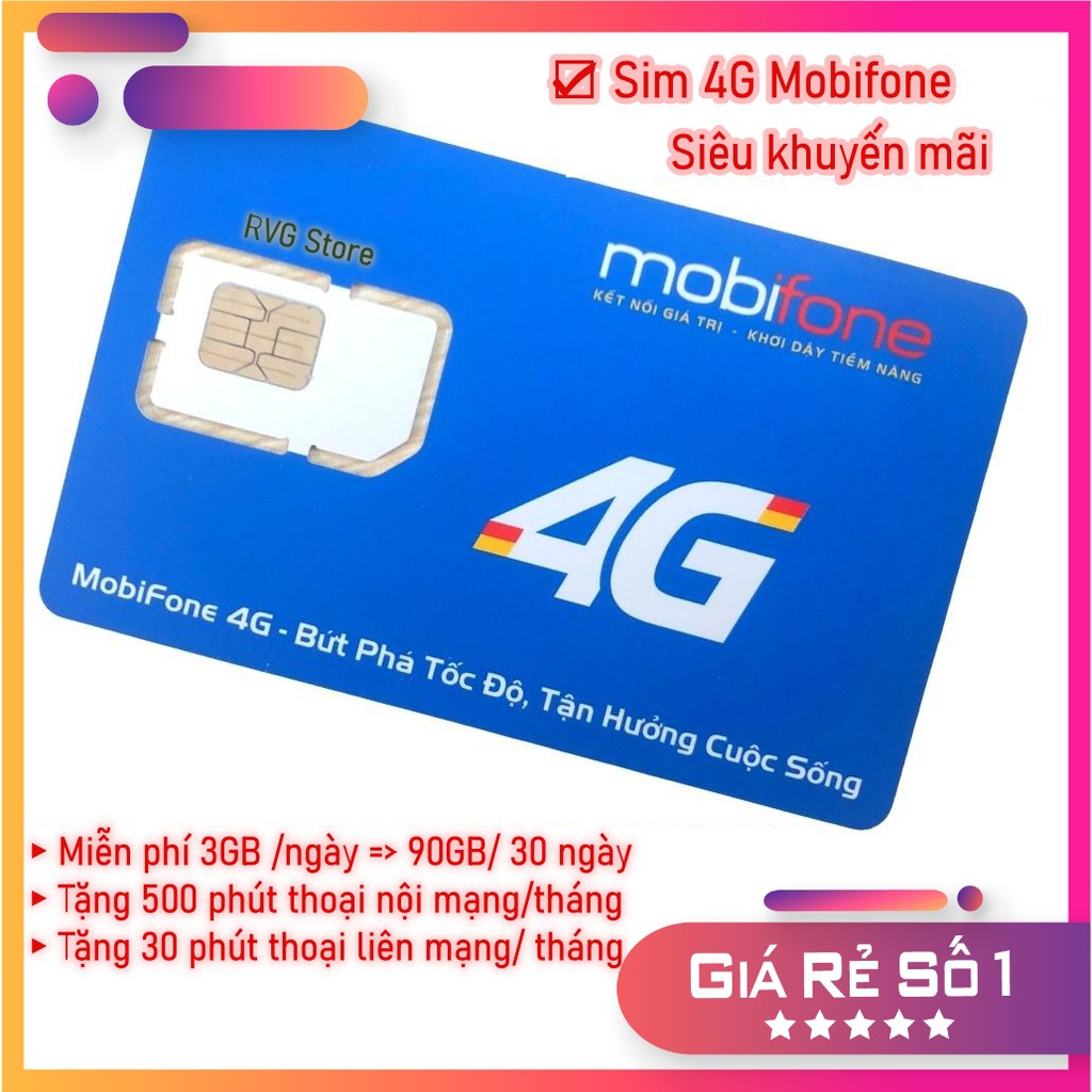 Sim 4G Mobile siêu ưu đãi - miễn phí 120gb tháng tặng 1000 phút nội mạng, 50 phút ngoại mạng