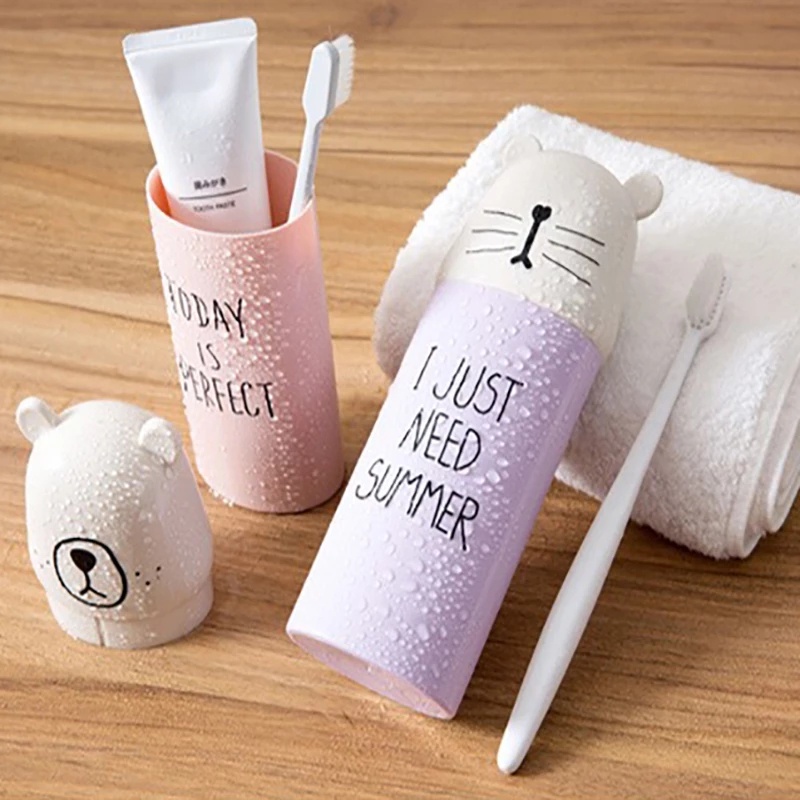 [Hàng mới về] Hộp đựng bàn chải đánh răng và kem đánh răng họa tiết hoạt hình dễ thương chống bụi tiện dụng khi du lịch