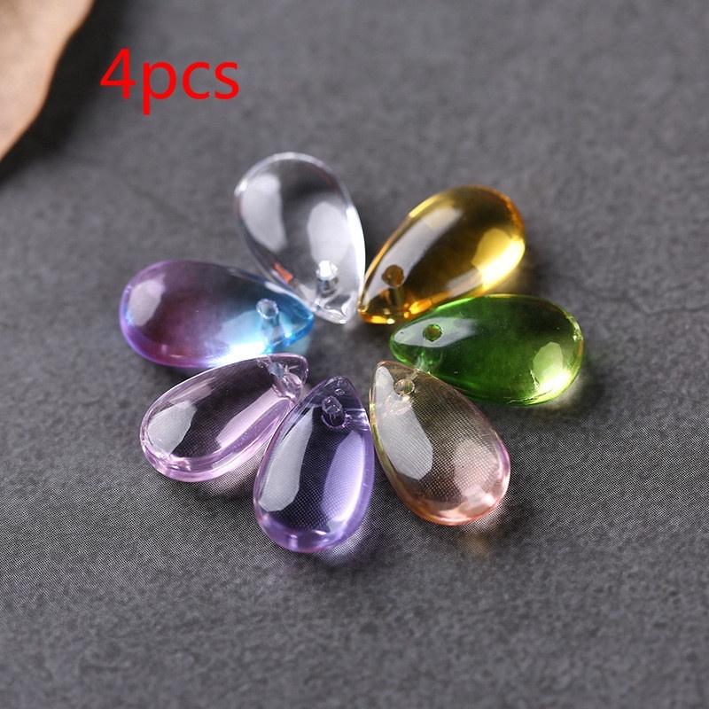 Set 4 Hạt Thủy Tinh Hình Giọt Nước 8x14mm Dùng Làm Trang Sức Thủ Công