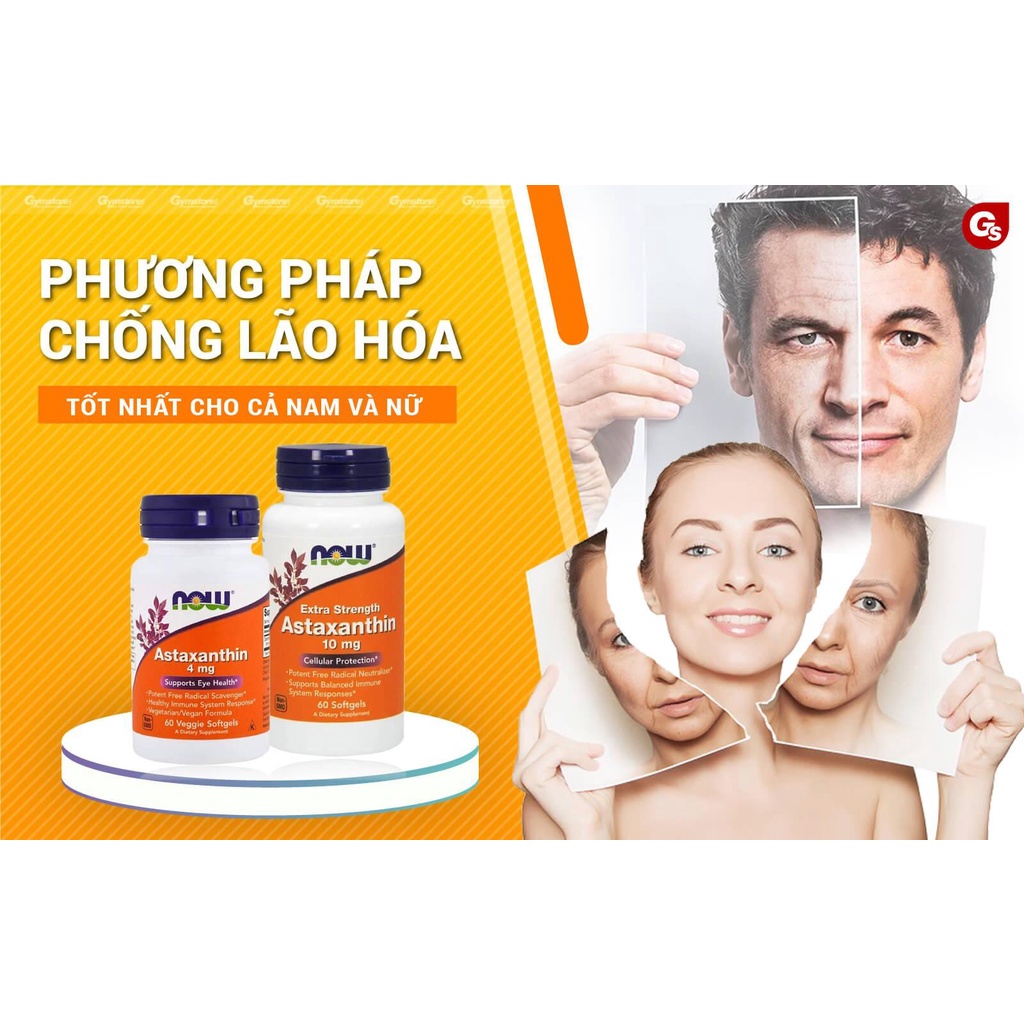 NOW Astaxanthin  nhập khẩu Mỹ - Gymstore chống oxy hóa, lão hóa, điều trị suy giảm thị lực