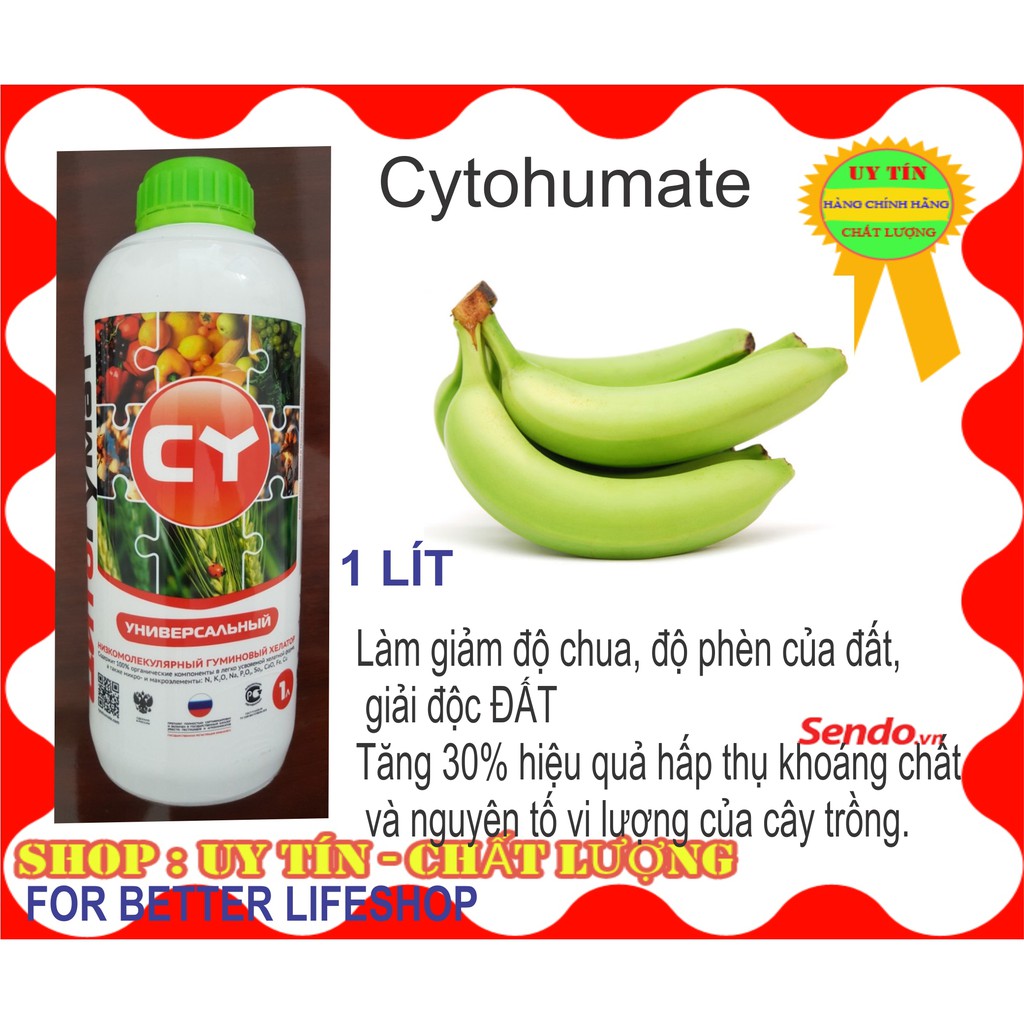 CytoHumate  Humic Nga chai 1 lít, Giúp rễ phát triển mạnh, Cải tạo, giải độc cho đất trồng Giải phèn cho đất