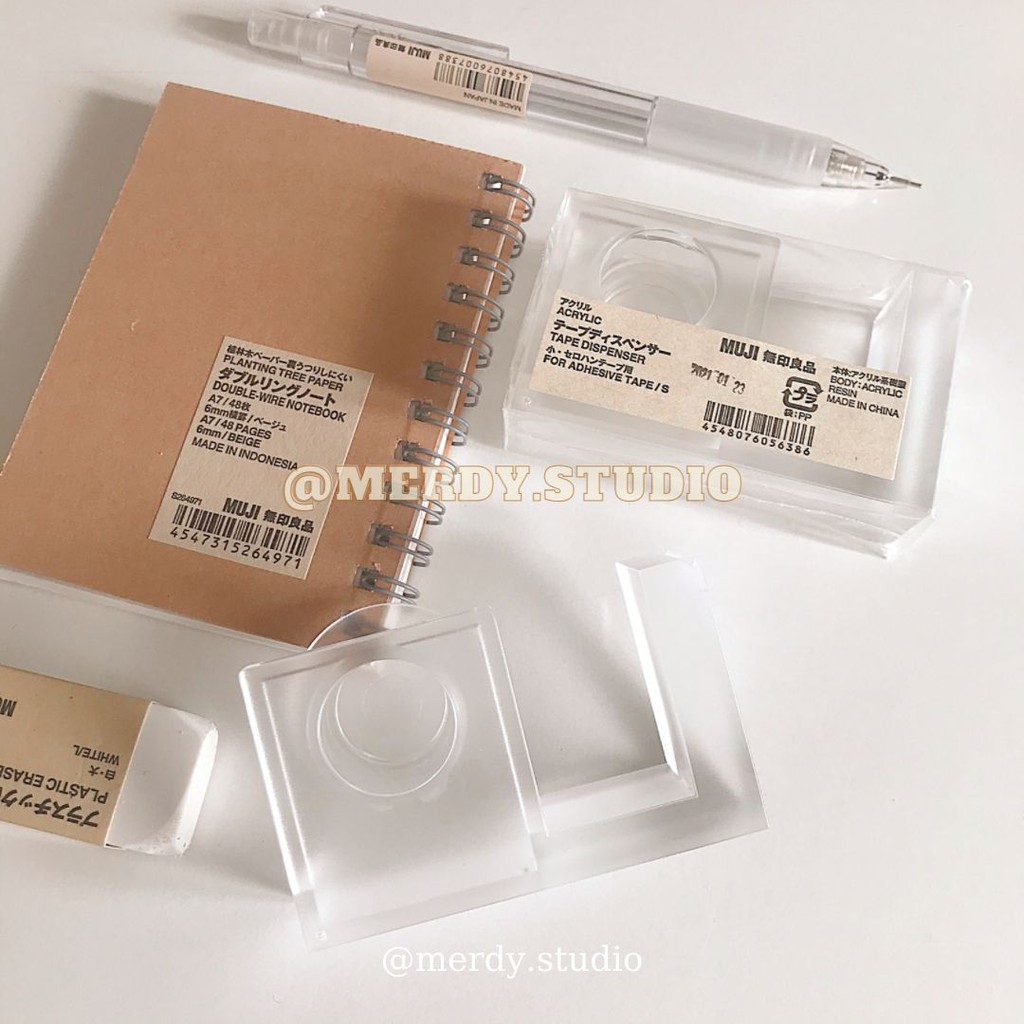 Dụng cụ cắt washi tape MUJI chính hãng, chất liệu mica trong suốt - ảnh thật, có bill