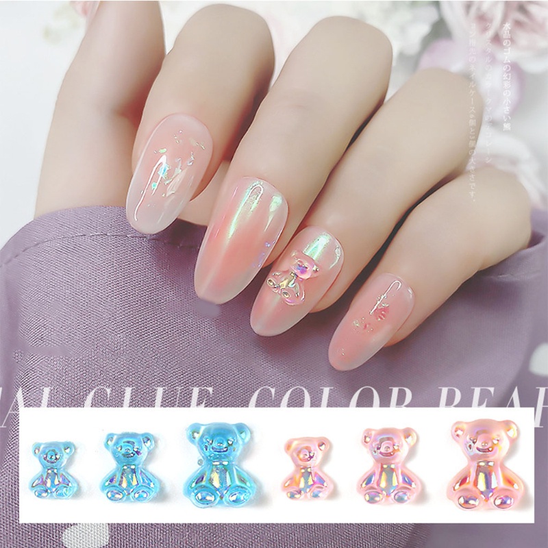 [Hàng mới về] Set 6 chú gấu 3D dễ thương với 3 kích cỡ dùng trang trí móng tay diy&lt;br&gt;