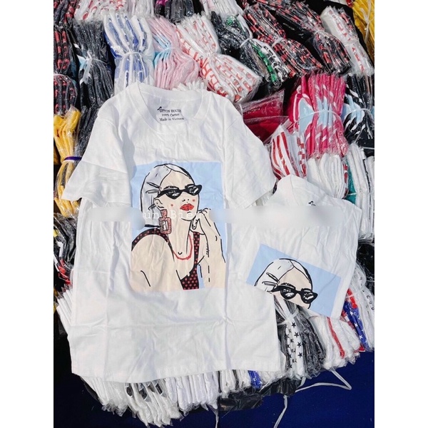 Áo thun giấy cổ tròn hình in-hình thật. alohashop91