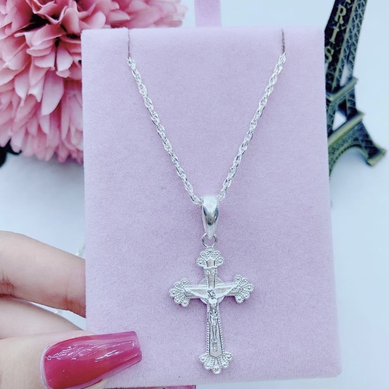 Dây chuyền thánh giá cho nữ Bạc ta - Vòng cổ thánh giá - Vàng Bạc Khải Khải