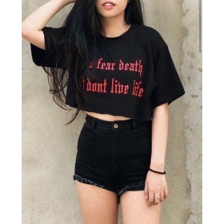 Áo croptop chữ life, áo croptop siêu xinh mã AT16