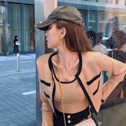 Bộ đồ MURIOKI gồm áo cardigan dệt kim tay dài và áo hai dây phong cách Hàn Quốc thời trang mùa hè cho nữ (Có bán lẻ)