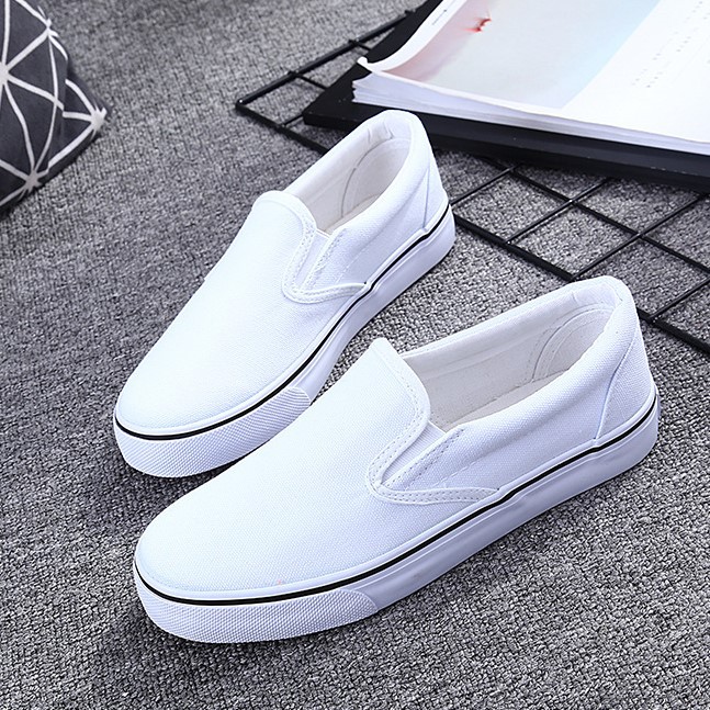 Slip on nữ - Giày lười vải nữ LEiNiER - Chất liệu vải bố 4 màu (đen), (trắng), (xám) và (đen tuyền) - Mã SP 227