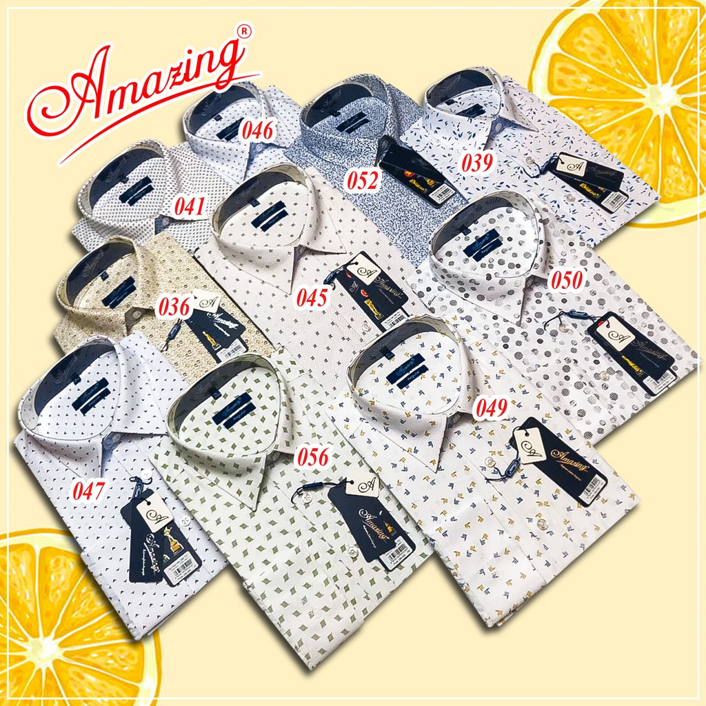Áo sơ mi nam họa tiết hình học đẹp mắt, thiết kế hoa văn nho nhỏ, áo form chuẩn basic, hiệu Amazing