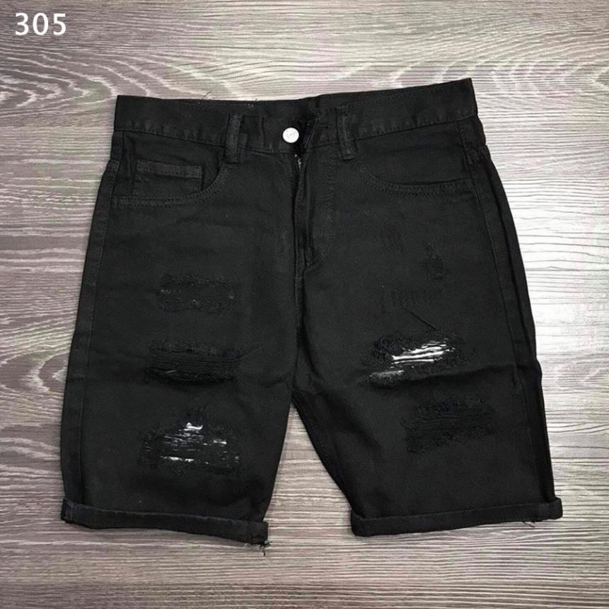 Quần short jean nam, quần sọt jean nam hai màu trắng đen phối rách phong cách trẻ trung dễ phối đồ Đẹp