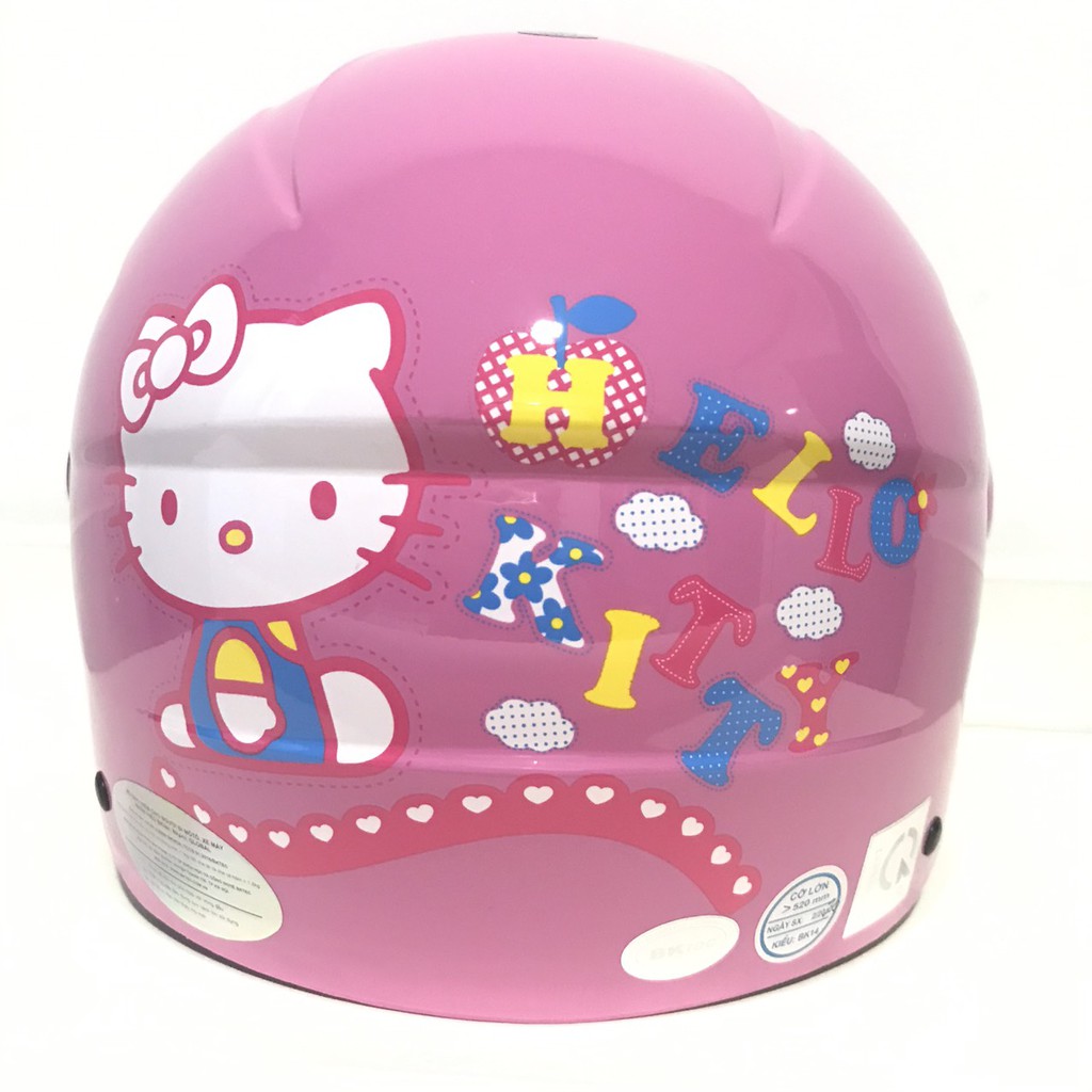 Mũ bảo hiểm tem Kitty - Công chúa - Siêu nhân - AmongUs - Dành cho bé từ 6 đến 10 tuổi - Bktec - BK14 - Vòng đầu 52-54cm