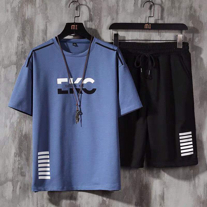 Bộ quần áo nam, bộ mặc nhà cộc tay, áo thun và quần đùi vải thun cotton, vải đẹp, dày dặn, in chữ | BigBuy360 - bigbuy360.vn