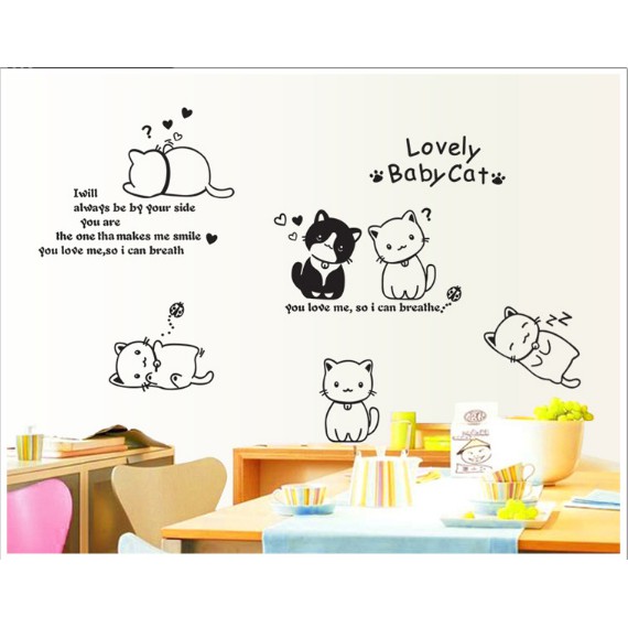 Decal trang trí Mèo Con dễ thương Love Baby Cat