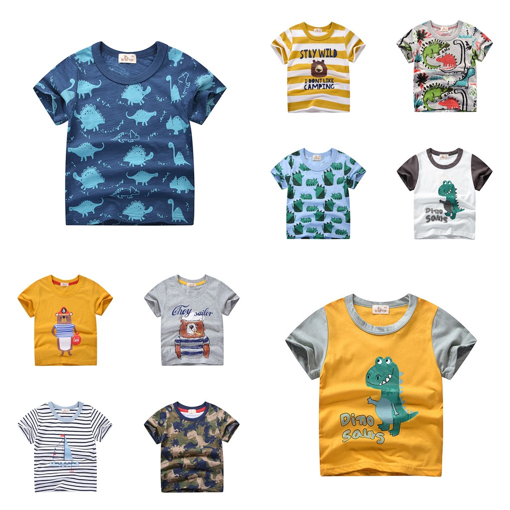 Áo thun cho bé BETOP áo thun trẻ em in hình vui nhộn họa tiết khủng long chất cotton hàng xuất Âu Mỹ [Hebi_Janpan]