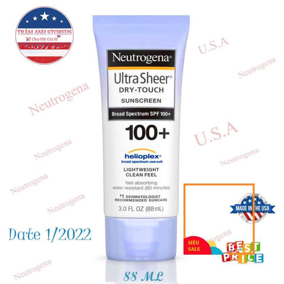 (date 2022) Kem chống nắng Neutrogena ultra sheer dry touch with spf 100+ (88ml)