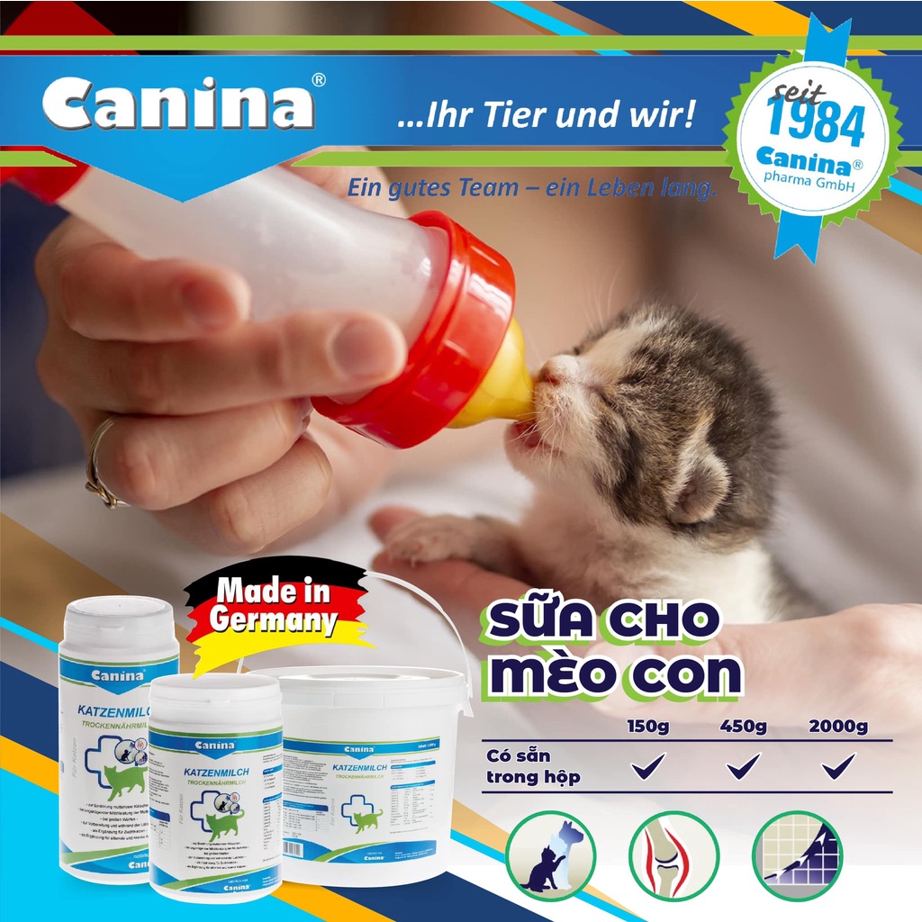 [DINH DƯỠNG CAO] HỘP 2KG sữa bột cho Mèo Con CANINA Katzenmilch - SỮA CHO MÈO CON