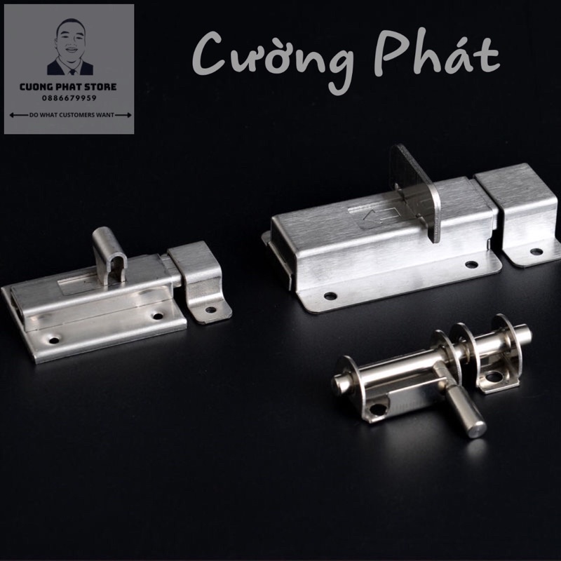 Chốt cài cửa inox dạng vuông, Then cài cửa ngang an toàn dùng cho cửa Toilet cửa sổ lách