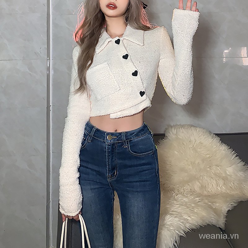 Áo khoác dài tay phối nút hình trái tim phong cách hàn quốc dành cho nữ