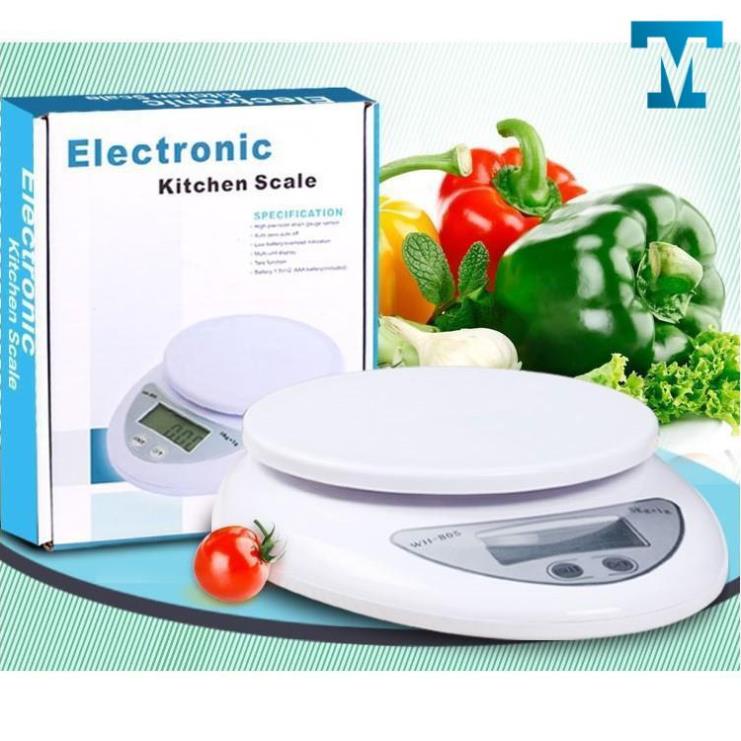 Cân Điện Tử Nhà Bếp 5kg, Cân Tiểu Ly làm bánh Chia Thực Phẩm Electronic Kitchen Scale B05 (Tặng 2 Pin)