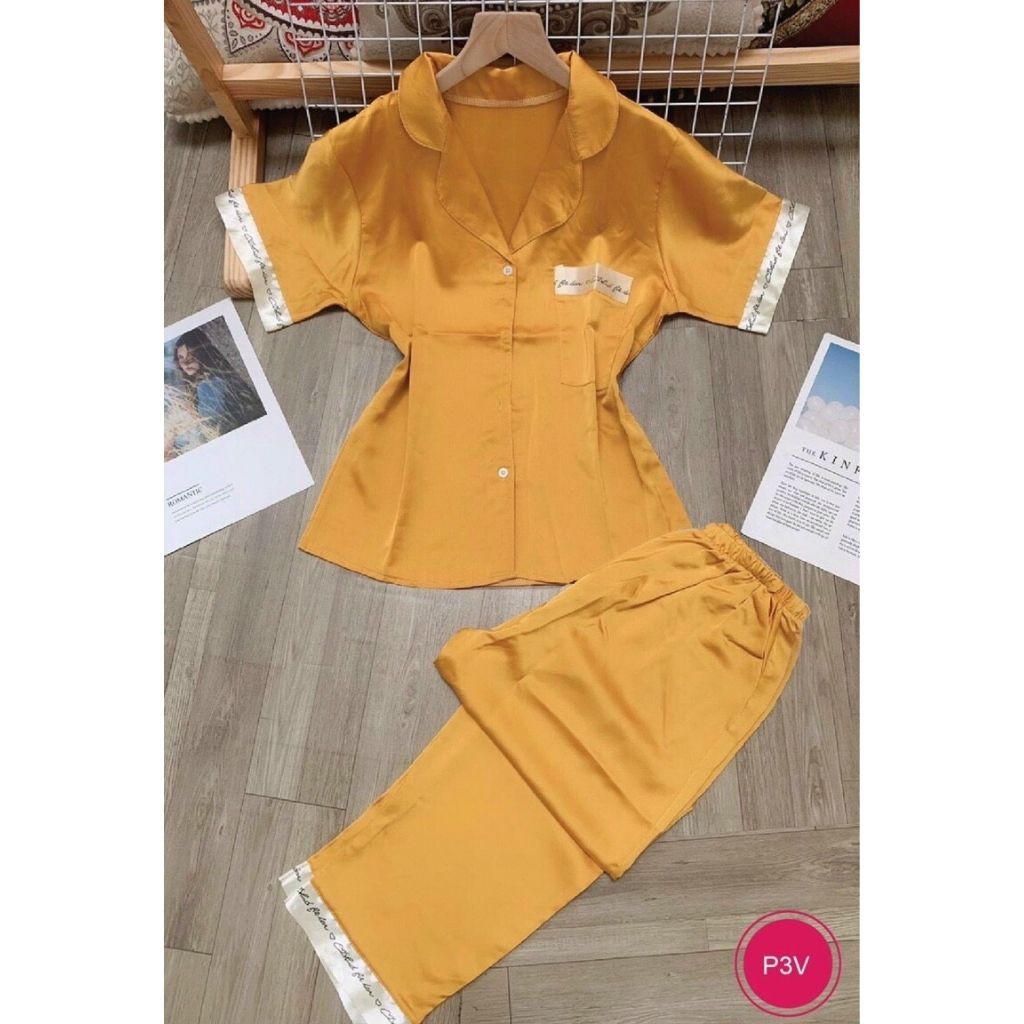 Bộ đồ ngủ lụa pijama dài tay và cộc tay chất lụa mịn màng, from rộng thoải mái mặc cực mát | BigBuy360 - bigbuy360.vn