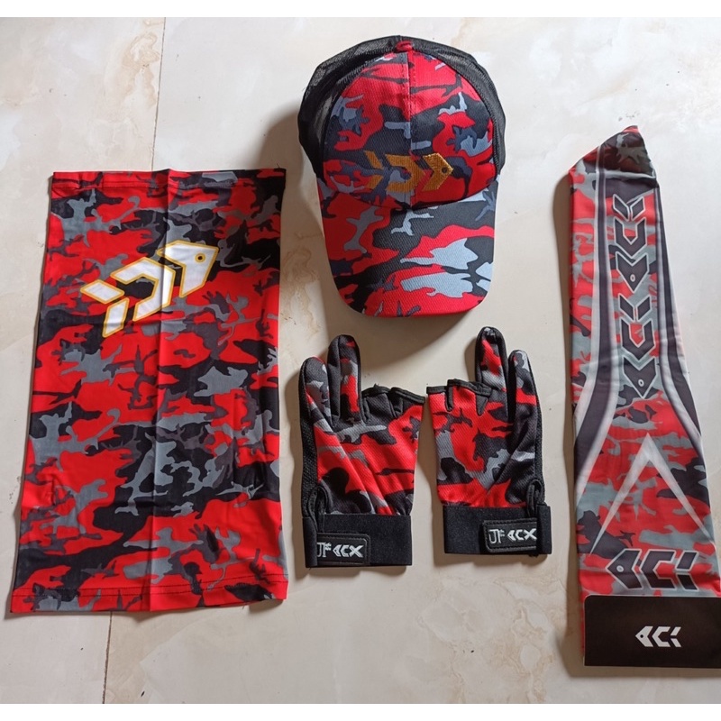 Combo 4 món : Mũ câu cá + găng tay+quấn cổ+ ống tay thương hiệu DAWA