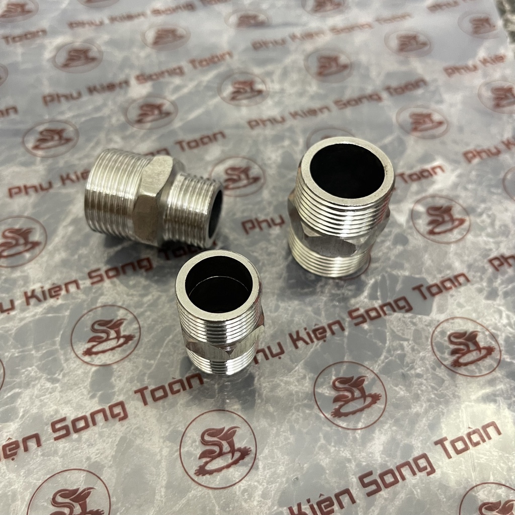 [KÉP INOX BÓNG] Kép hai đầu ren ngoài INOX BÓNG RẺ Steel pipe fitting hexagon nipple Man thu đều 2 ren