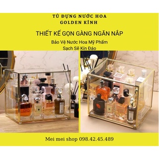 Tủ đựng mỹ phẩm golden 2 tầng có nắp