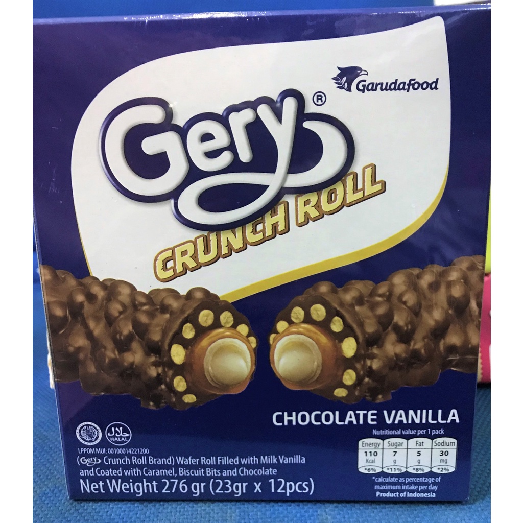 Bánh Cuộn Phủ Sô Cô La Gery Crunch Roll Chocolate Vanilla 276g