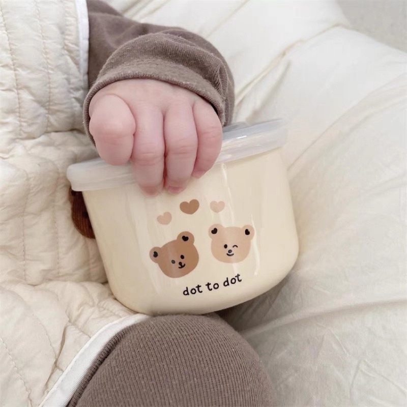 Hũ sứ đựng đồ ăn dặm kèm nắp đậy tiện lợi kiêm bát ăn dặm và hộp trữ đông