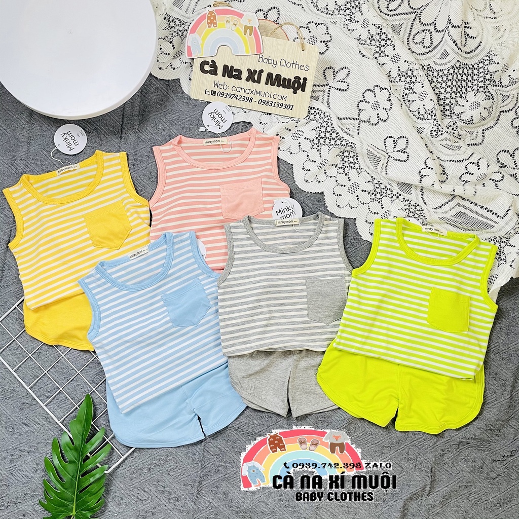 NOWSHIPBộ Ba Lỗ Minky-MomFREESHIPCotton LẠNH Hoạ Tiết Bé Trai, Gái 7-18kg