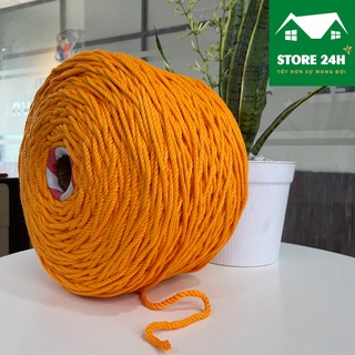 200 gr dây thừng cotton màu vàng cam (new), nguyên liệu làm macrame, size 3mm, 5mm, mềm, mịn, mượt, giá tốt I Store 24h