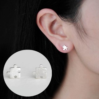 Khuyên tai nam nữ hình mảnh ghép bông tai unisex miếng ghép hình phong cách cá tính Hàn Quốc