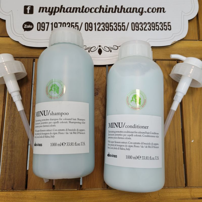 DẦU GỘI  XẢ DAVINES MINU DƯỠNG BÓNG VÀ LÀM MỀM TÓC NHUỘM 1000ML