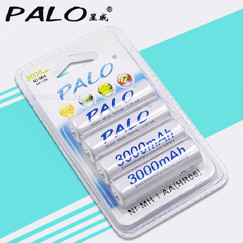 [Có bảo hành]  Vỉ 4 viên pin tiểu sạc AA3000 PALO chuyên hát mic, đồ chơi trẻ con....